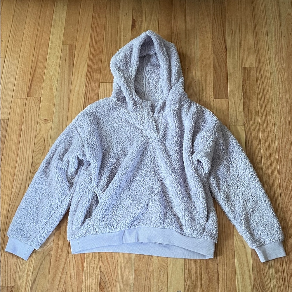 Lukka Lux Sherpa Hoodie Womens Large Lavender Purple Plush Pullover Sweatshirt